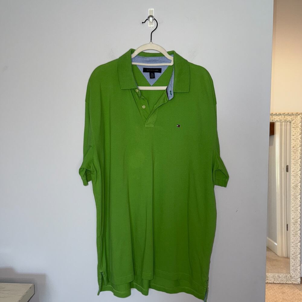 Tommy Hilfiger Mens Green Polo Size XXL 100% Cotton Preppy Business Casual